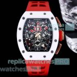 Swiss Replica Richard Mille RM011-FM Ceramic White Demon 50mm Openworked Dial Watch